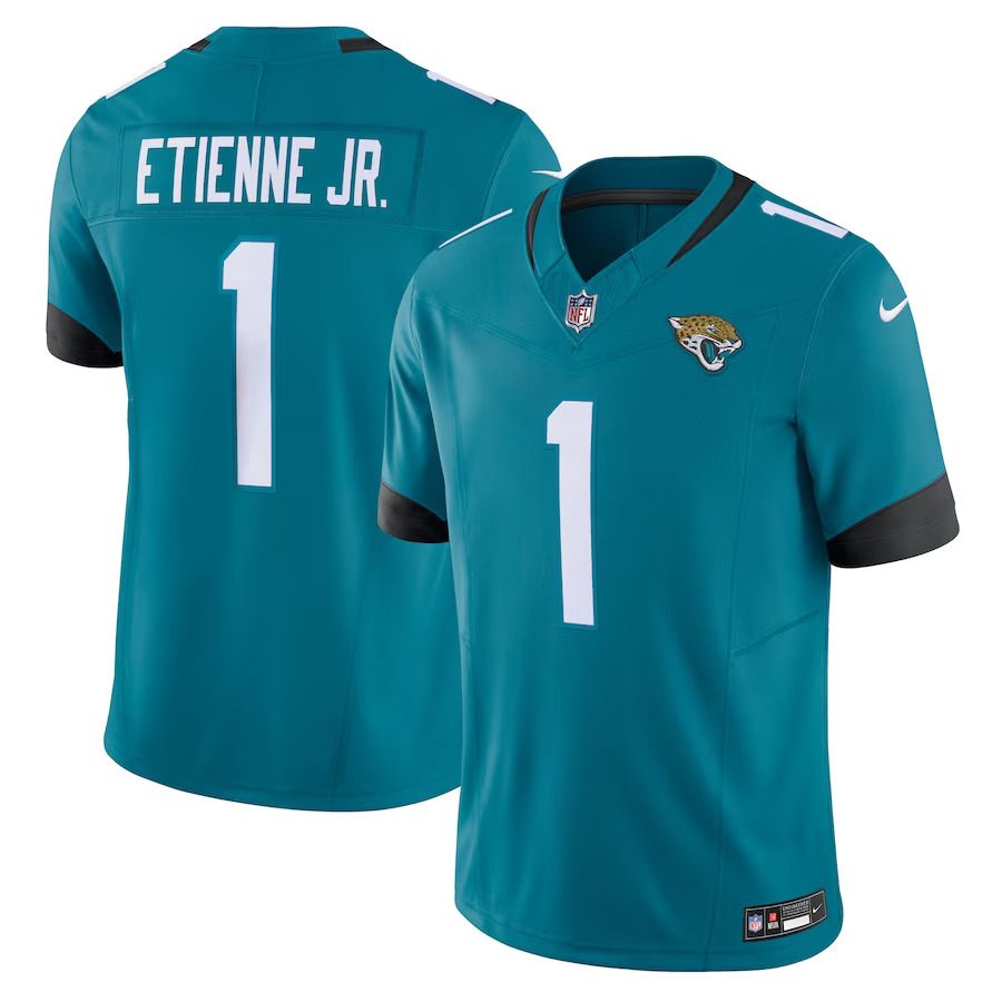 Men Jacksonville Jaguars 1 Travis Etienne Nike Teal Vapor F.U.S.E. Limited NFL Jersey